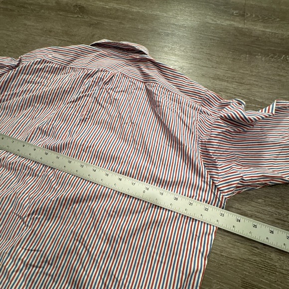J Crew Shirt Mens Large Blue Red Stripe Cotton Classic Long Sleeve Preppy Casual - Picture 7 of 8